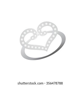Wedding ring Heart vector illustration isolated on white background.
