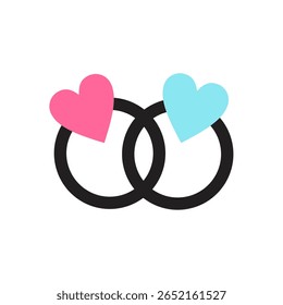 Wedding ring with a heart-shaped head or setting, pink and blue color