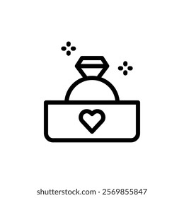 Wedding ring icon Black and white outline vector