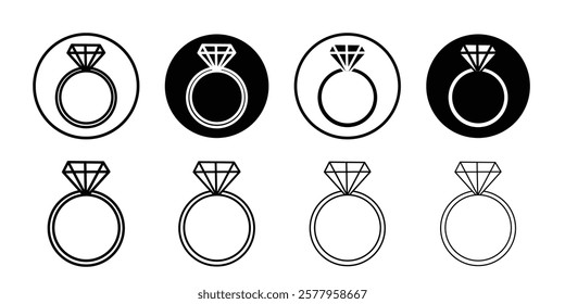 Wedding ring icon black and white vector sign