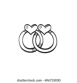 Wedding ring icon in doodle sketch lines.
