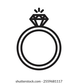 Wedding ring icon Flat art in black and white isolated