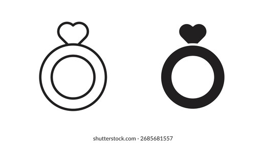 Icono de anillo de Boda plana logo en blanco y negro