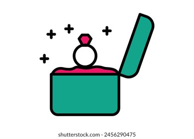 wedding ring icon. flat line icon style. wedding element illustration