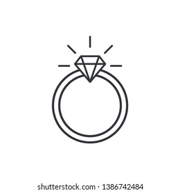 Wedding Ring Icon Flat Vector 