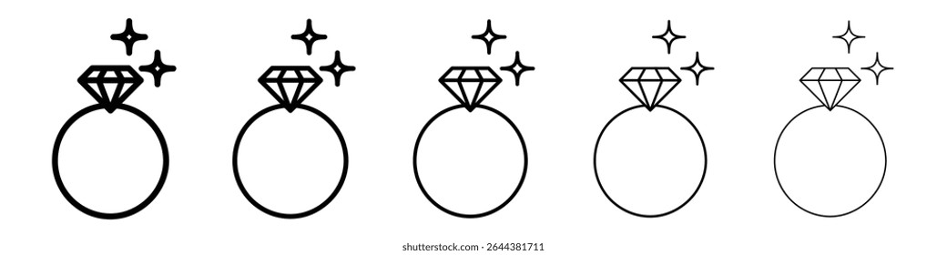 Wedding ring icon graphic set. trendy stroke line style