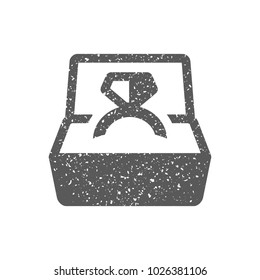 Wedding ring icon in grunge texture. Vintage style vector illustration.