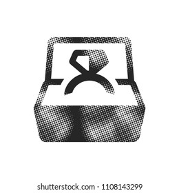 Wedding ring icon in halftone style. Black and white monochrome vector illustration.