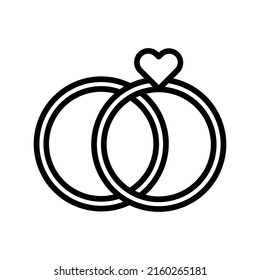 Wedding Ring Icon. Line Art Style Design Isolated On White Background