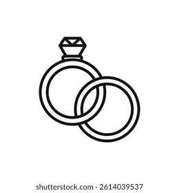 Wedding ring icon line art vector