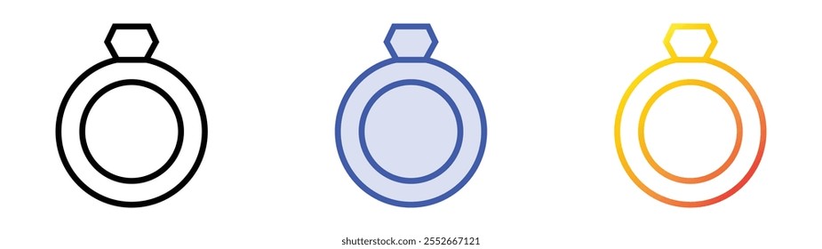 wedding ring icon. Linear, Blue Fill and Gradient Style Design Isolated On White Background