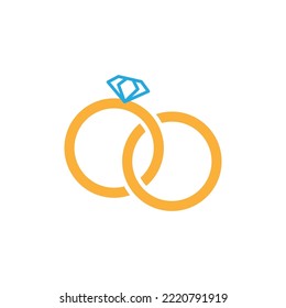 Design-Vorlage für das Hochzeitsring-Symbol, Vektorgrafik einzeln