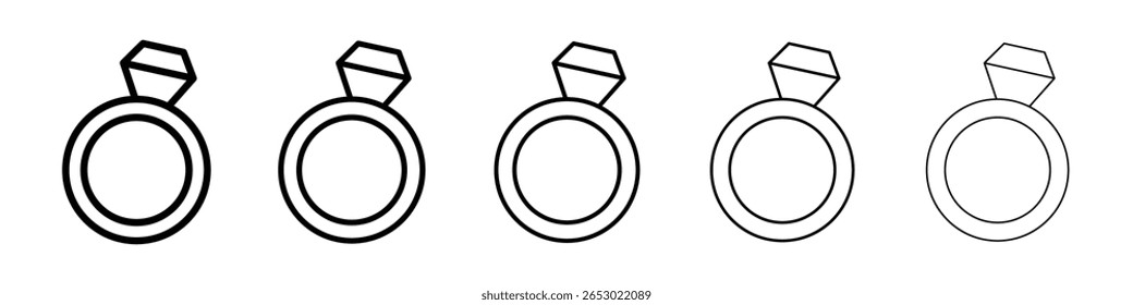 Wedding ring icon or logo illustration outline black style
