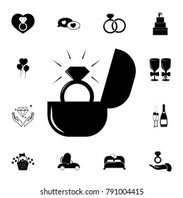 Wedding ring icon. Lovers icon. Set of wedding elements icon. Photo camera quality graphic design collection icons for websites, web design, mobile app on white background