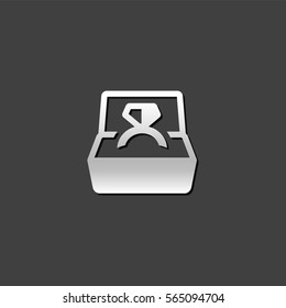 Wedding ring icon in metallic grey color style.