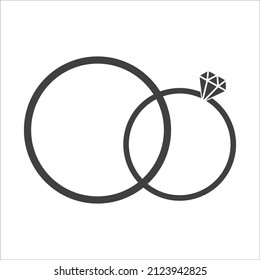 Wedding ring icon on a white background. Gift for a girl