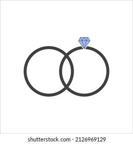 Icono del anillo de bodas en un fondo blanco. Regalo para una chica
