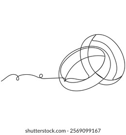 Wedding ring icon single line art, continuous one line drawing of Isolated outline vector art