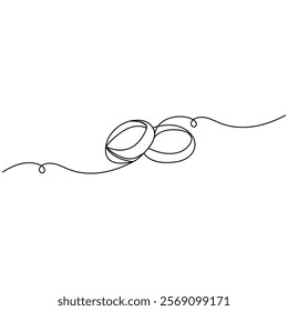 Wedding ring icon single line art, continuous one line drawing of Isolated outline vector art