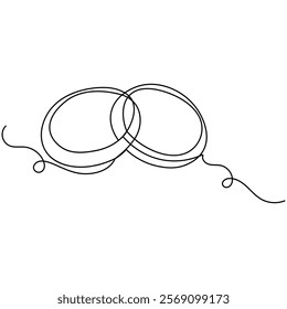 Wedding ring icon single line art, continuous one line drawing of Isolated outline vector art