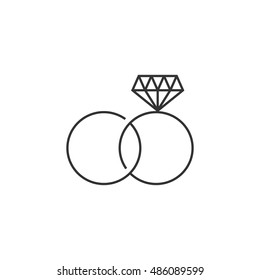 Wedding Ring Icon In Thin Outline Style.