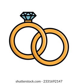 plantilla de diseño de vector de icono de anillo de boda en fondo blanco