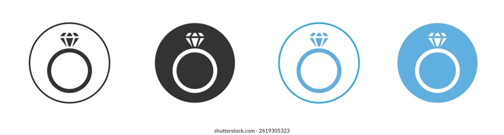 Conjunto gráfico de Vector de icono de anillo de Boda