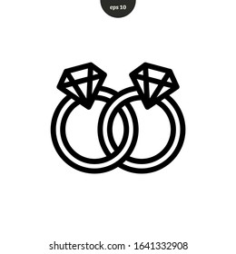 Wedding ring icon vector illustration logo template. diamond engagement ring icon. eps10