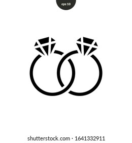 Wedding ring icon vector illustration logo template. diamond engagement ring icon. eps10