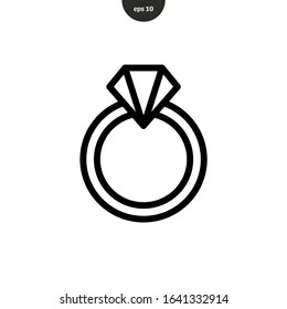 Wedding ring icon vector illustration logo template. diamond engagement ring icon. eps10
