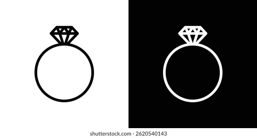 Vetor de ícone de anel de casamento, modelo de logotipo de ilustração em estilo moderno
