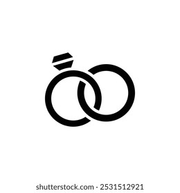 Diseño web de icono de anillo de Boda en Vector