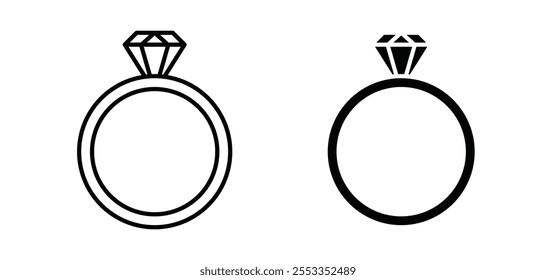 Iconos de anillo de Boda en estilo relleno y delineado negro