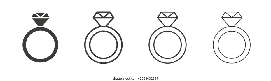 Wedding ring icons collection. vector set in black color