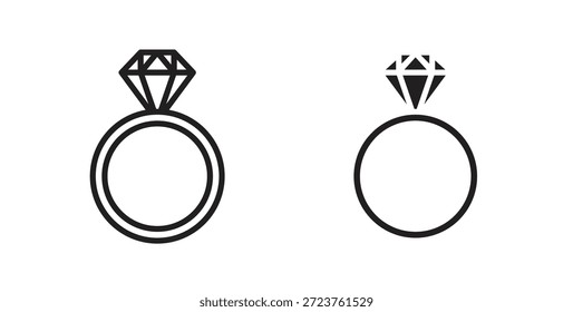 Ícones de anel de casamento em preenchido, linha fina, contorno e traços