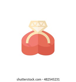 Wedding ring icons in flat color style.