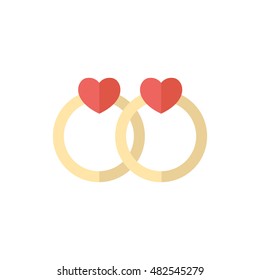 Wedding ring icons in flat color style.