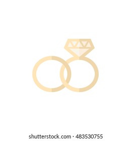 Wedding ring icons in flat color style.