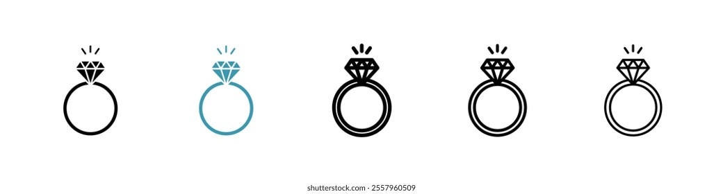 Wedding ring icons pack in black and blue.