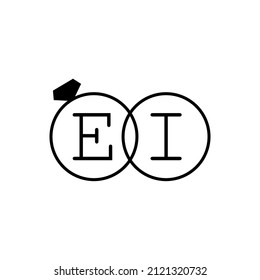 Wedding ring with initial EI simple logo.