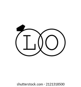 Wedding ring with initial LO simple logo.