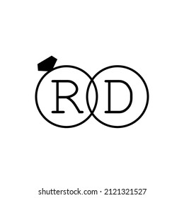 Wedding ring with initial RD simple logo.