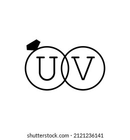 Wedding ring with initial UV simple logo.