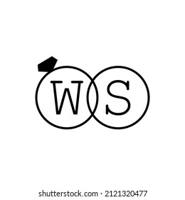 Wedding ring with initial WS simple logo.