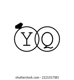Wedding ring with initial YQ simple logo.