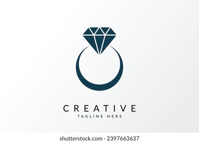 Vector de icono del logotipo de joyería del anillo de bodas.