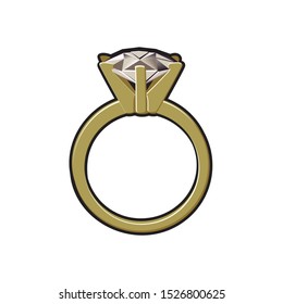 Wedding ring with large diamond on a golden band