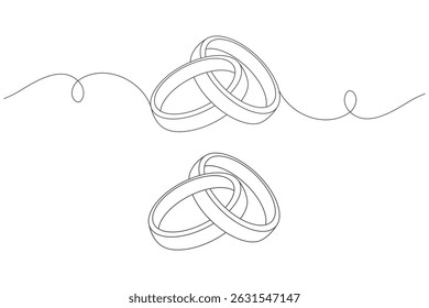 Wedding ring line art. Wedding rings symbol line art vector illustration. Engagement rings. Wedding ring line art on white background. vector illustration. 