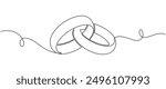 Wedding ring line art style vector illustration