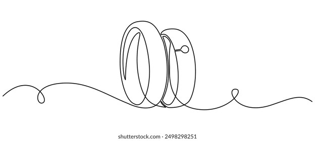 Wedding ring line art style vector illustration